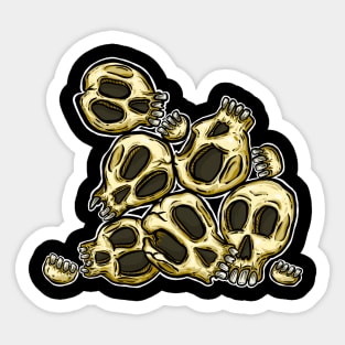 Spooky Halloween Skull Cartoon Illustration Sticker